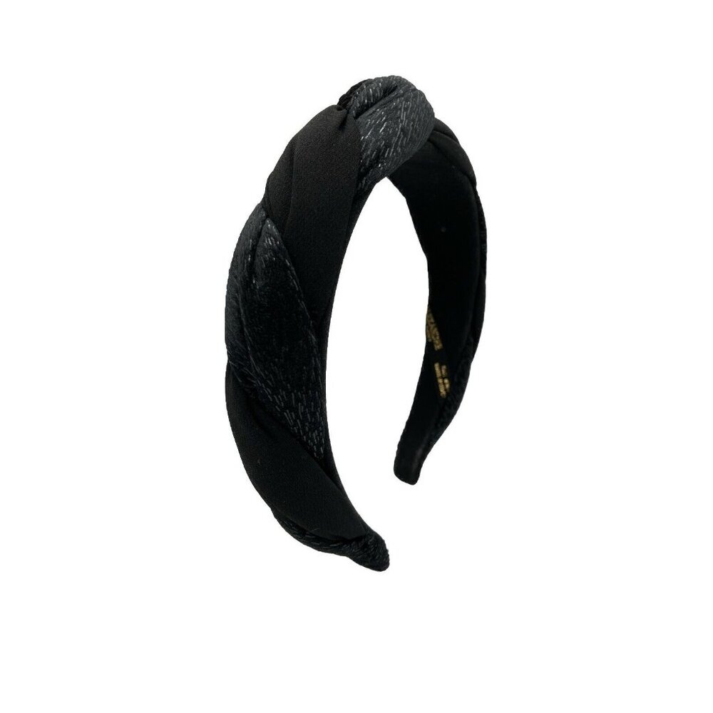 Alexandre De Paris Twisted Rope Knot  Padded Headband Black